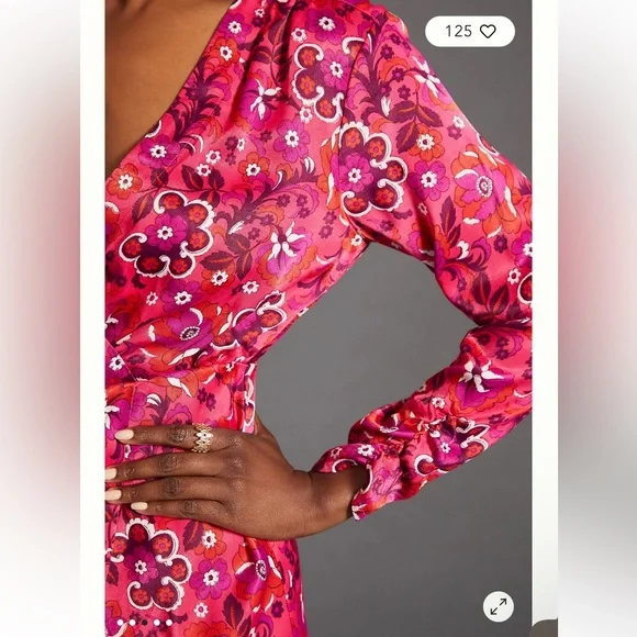 NWT Maeve x Anthropology Pink Floral Wrap Dress - Picture 6 of 12